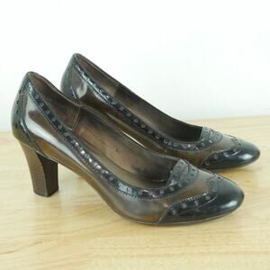 Vintage 8.5 Heels Y2K Patent Leather Office Siren Dark Academia Oxford Twee
